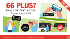 Animatie met tekst 66 plus? Gratis met tram en bus binnen de provincie Utrecht